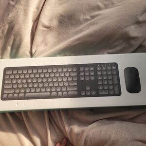 Sleek Gray Wireless Keyboard and Mouse Set